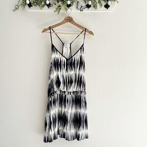 Milly Striped Blue Black Silk Romper Designer Medium